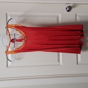 Victoria's Secret orange and red nylon slip